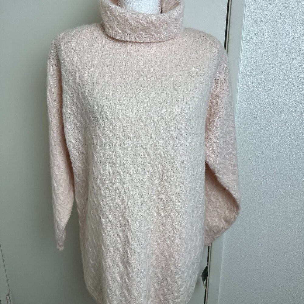 Jeanne Pierre Knit Turtleneck Long Sweater  Wool Angora Size L